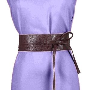 Women Faux Leather Obi Style Belt, Retro Lace Up Wide Wrap Waist Belt 1522